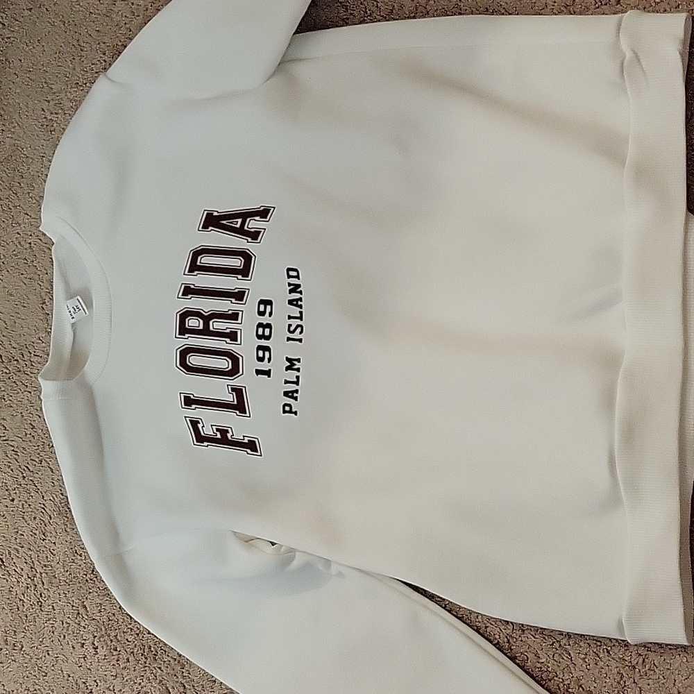 Oversized white Florida Shein sweatshirt